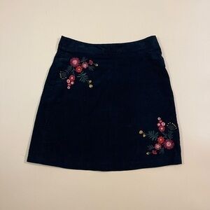 Papaya Floral Embroidered Corduroy Skirt